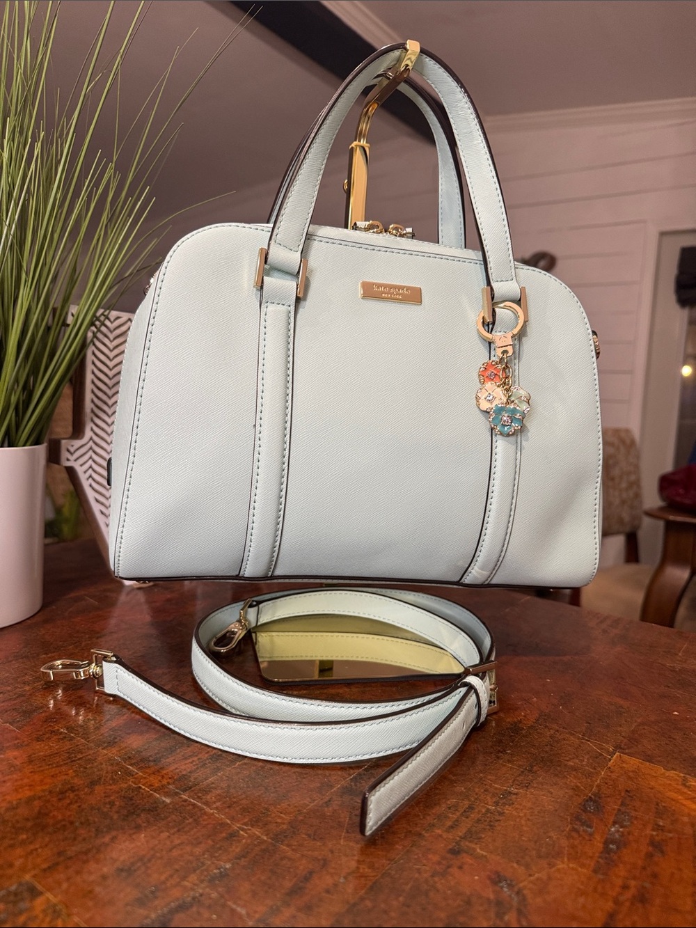 Kate Spade Newbury Lane Small Felix Satchel in Robin's Egg Blue - Picture 15 of 16